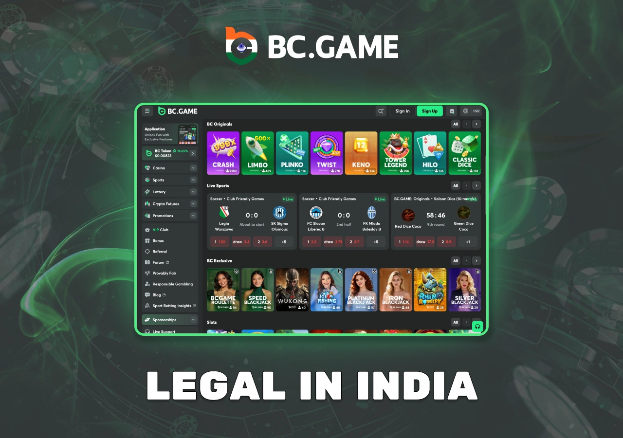 Legal casino platform BC Game India